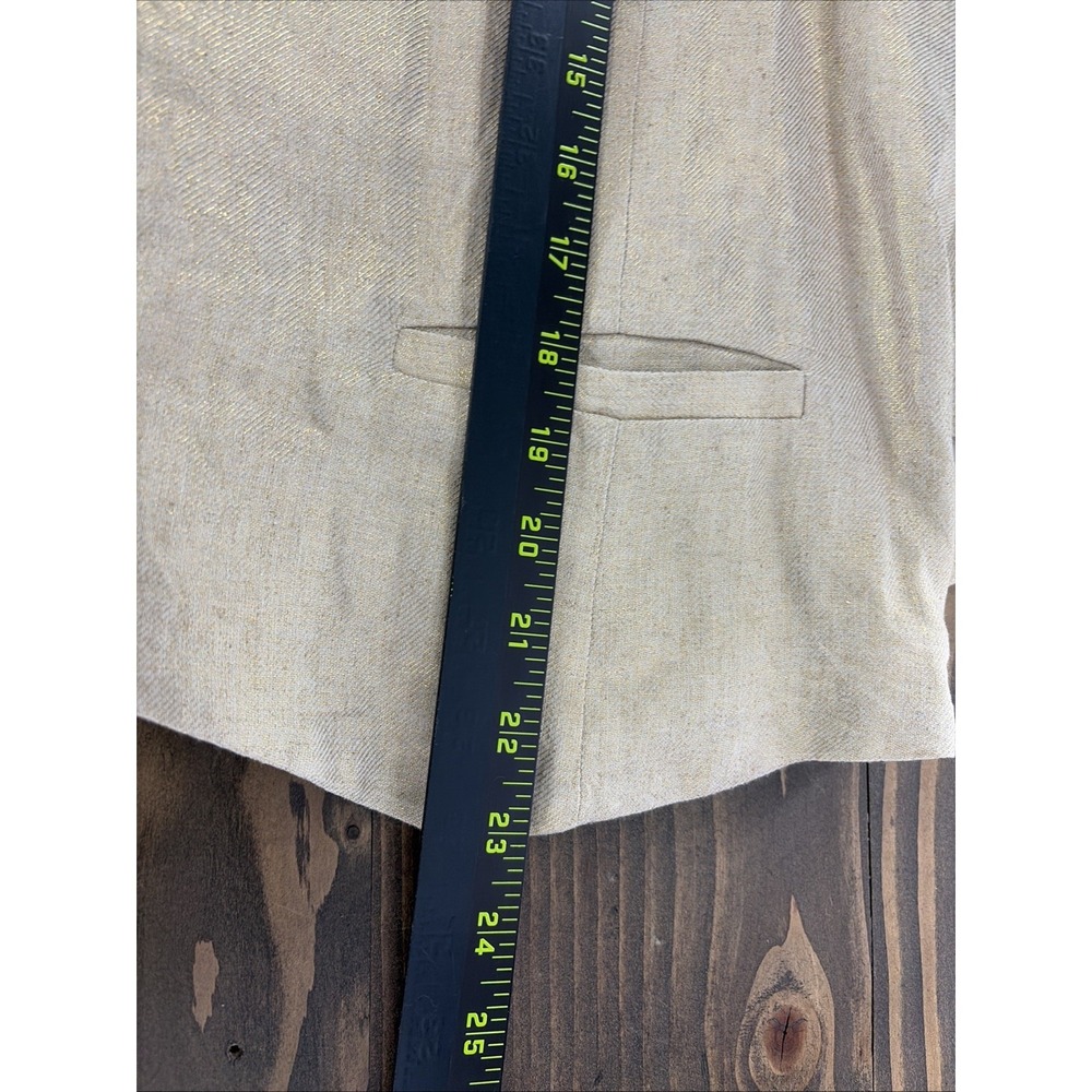 GAP Linen Blend Vest Womens XL Tall Metallic Gold Button Front Sleeveless Top - Picture 9 of 11